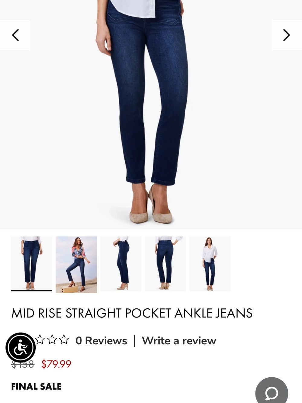 Nic+Zoe Mid Rise Straight Dark Wash Jeans